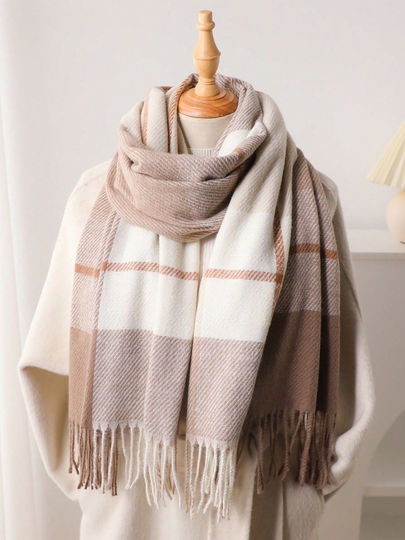 1 buah Syal Kepala Motif Kotak - Infinity Scarf Knit ulasan dan harga