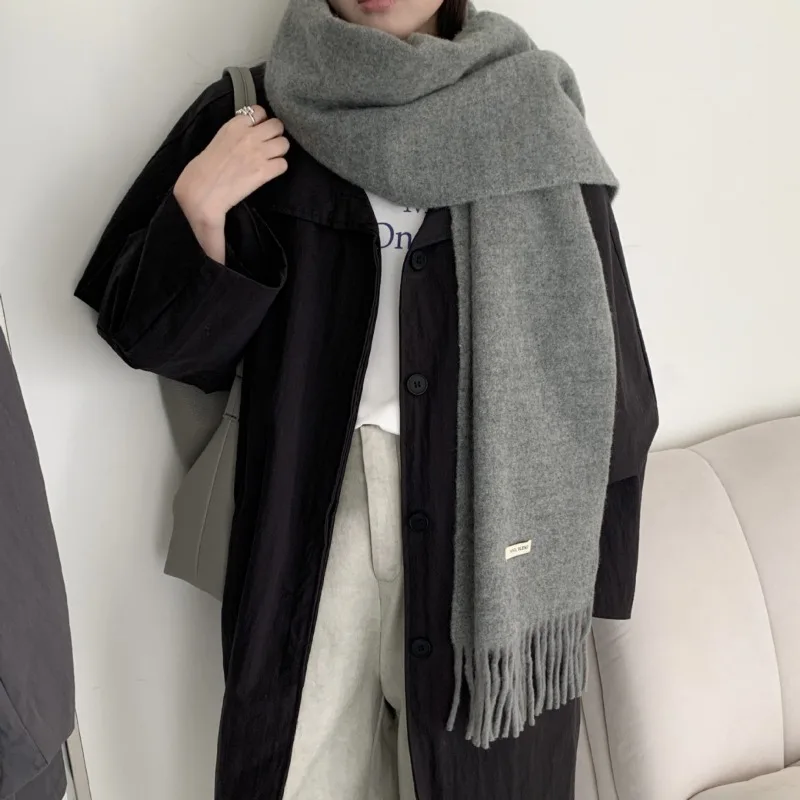 Syal Rumbai Polos Bergaya Kore - Muffler Men Wool ulasan dan harga